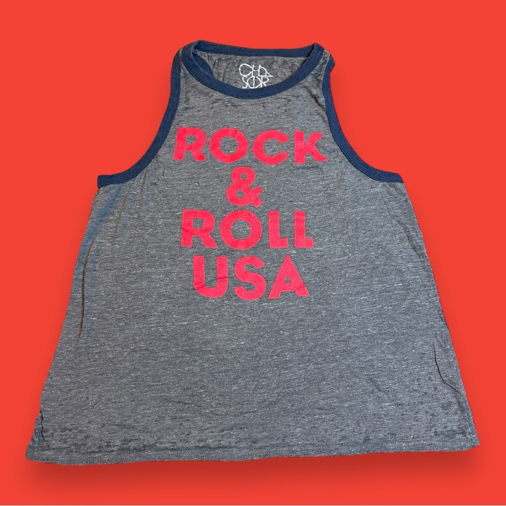 NWOT CHASER x REVOLVE “Rock n Rock USA” Racerback Tank Top. Size Medium - Picture 4 of 10